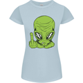 Angry Alien Finger Flip Funny Offensive Womens Petite Cut T-Shirt Light Blue