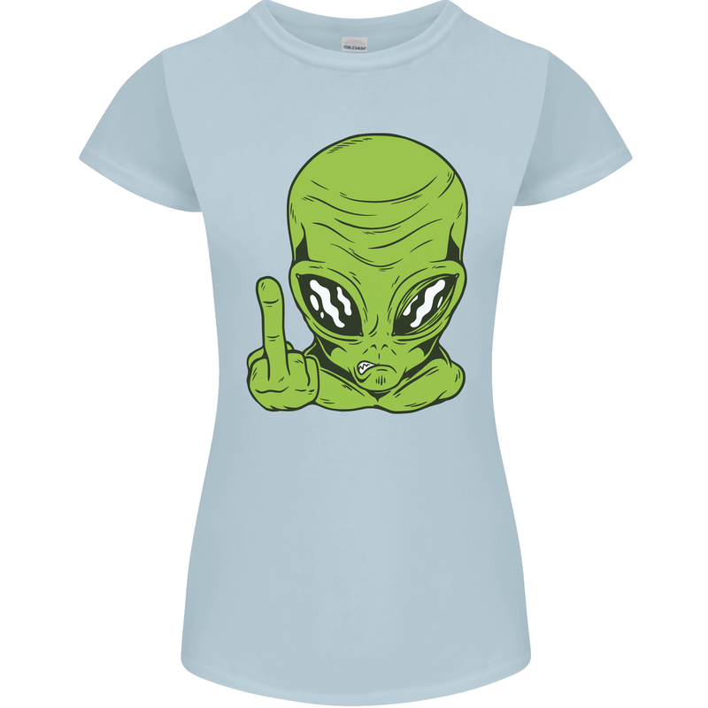 Angry Alien Finger Flip Funny Offensive Womens Petite Cut T-Shirt Light Blue
