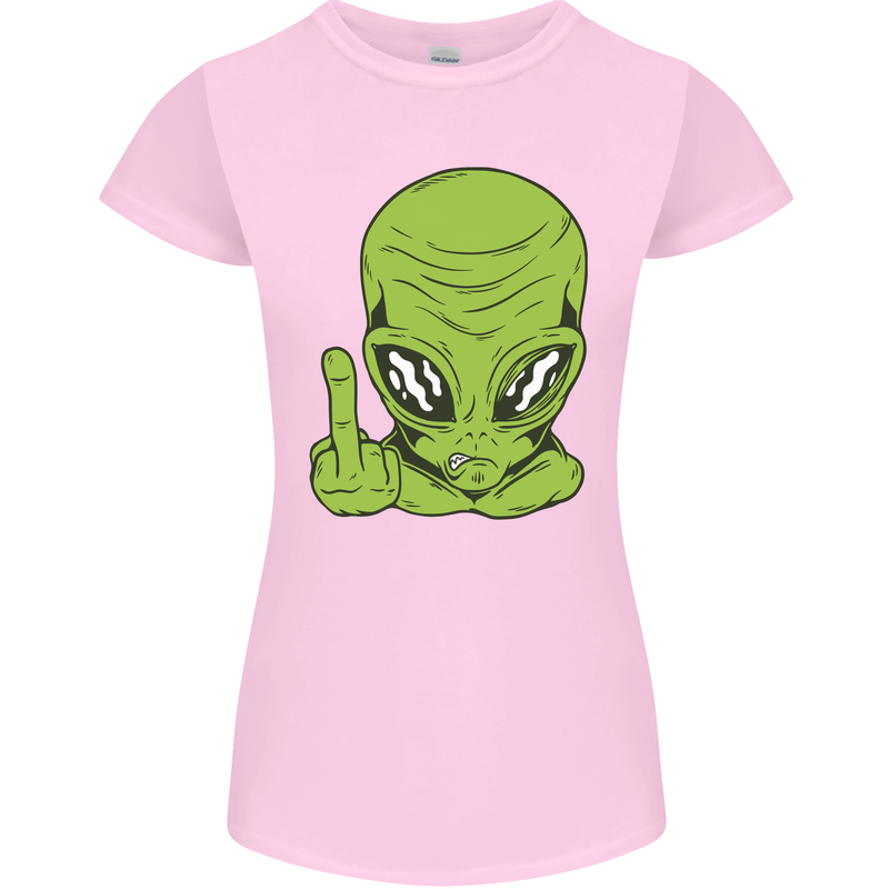 Angry Alien Finger Flip Funny Offensive Womens Petite Cut T-Shirt Light Pink