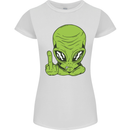 Angry Alien Finger Flip Funny Offensive Womens Petite Cut T-Shirt White