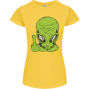 Angry Alien Finger Flip Funny Offensive Womens Petite Cut T-Shirt Yellow
