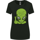 Angry Alien Finger Flip Funny Offensive Womens Wider Cut T-Shirt Black