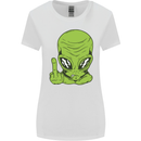 Angry Alien Finger Flip Funny Offensive Womens Wider Cut T-Shirt White