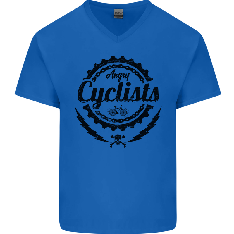 Angry Cyclist Cyclist Funny Bicycle Bike Mens V-Neck Cotton T-Shirt Royal Blue