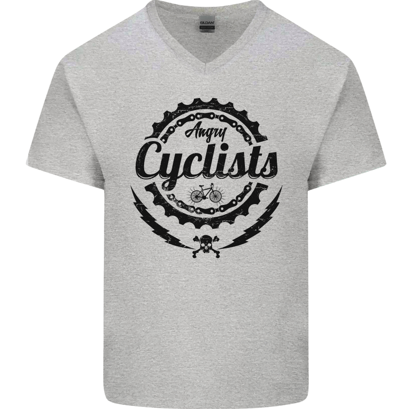 Angry Cyclist Cyclist Funny Bicycle Bike Mens V-Neck Cotton T-Shirt Sports Grey