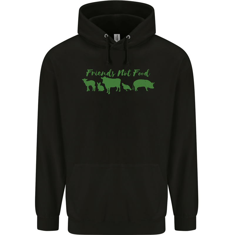 Animals Are Friends Not Food Vegan Childrens Kids Hoodie Black