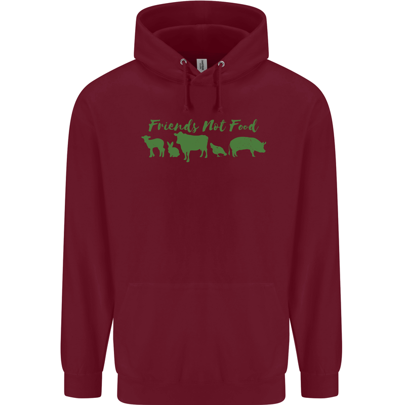 Animals Are Friends Not Food Vegan Childrens Kids Hoodie Maroon