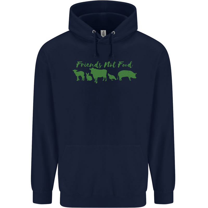 Animals Are Friends Not Food Vegan Childrens Kids Hoodie Navy Blue