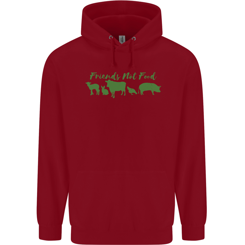Animals Are Friends Not Food Vegan Childrens Kids Hoodie Red