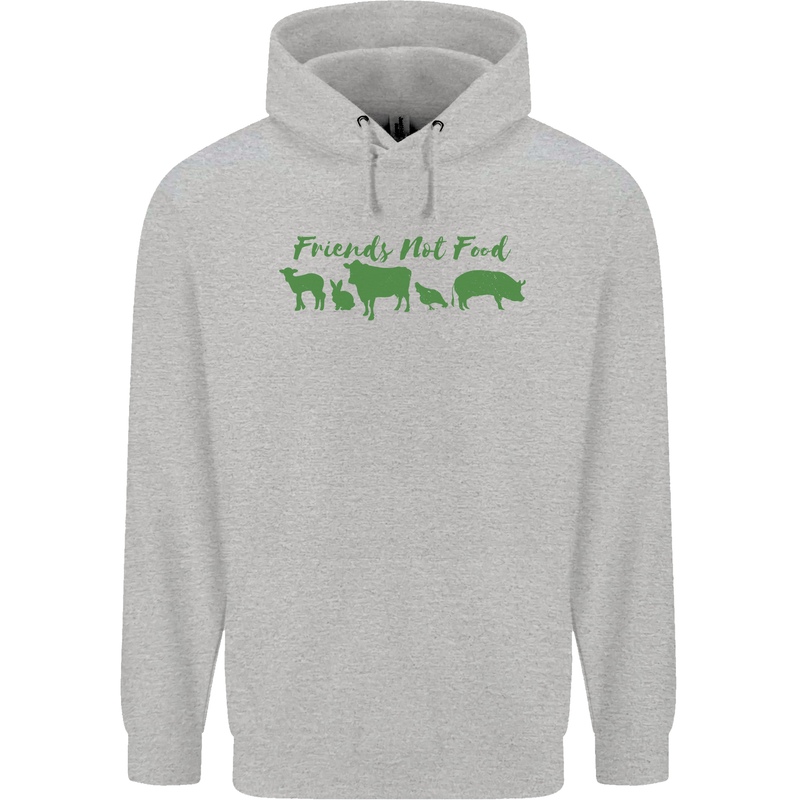 Animals Are Friends Not Food Vegan Childrens Kids Hoodie Sports Grey