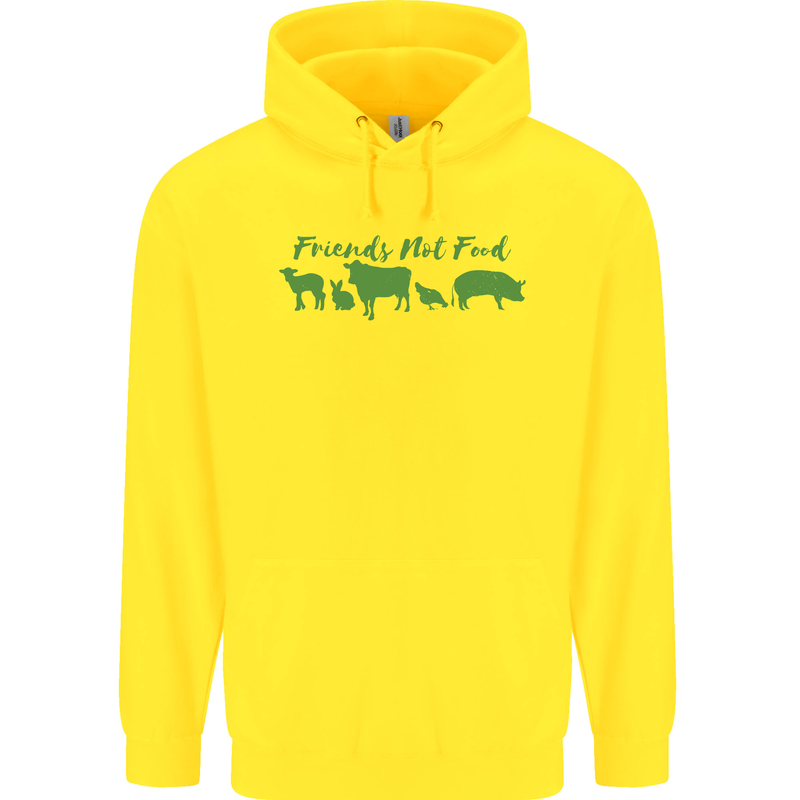 Animals Are Friends Not Food Vegan Childrens Kids Hoodie Yellow