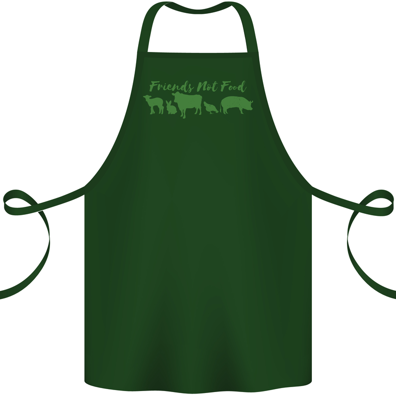 Animals Are Friends Not Food Vegan Cotton Apron 100% Organic Forest Green