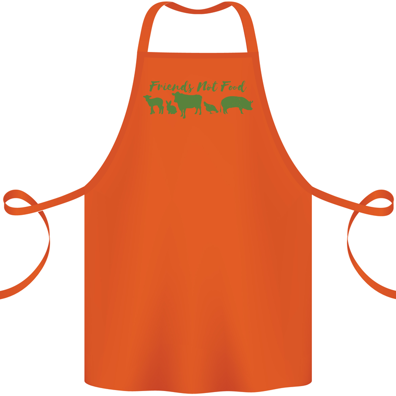 Animals Are Friends Not Food Vegan Cotton Apron 100% Organic Orange