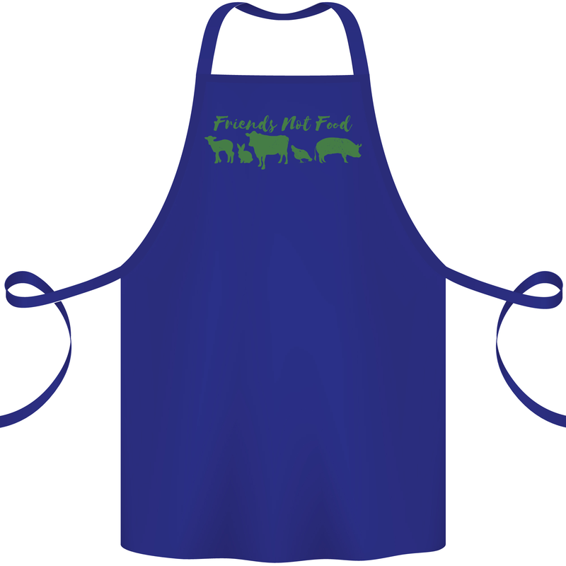 Animals Are Friends Not Food Vegan Cotton Apron 100% Organic Royal Blue