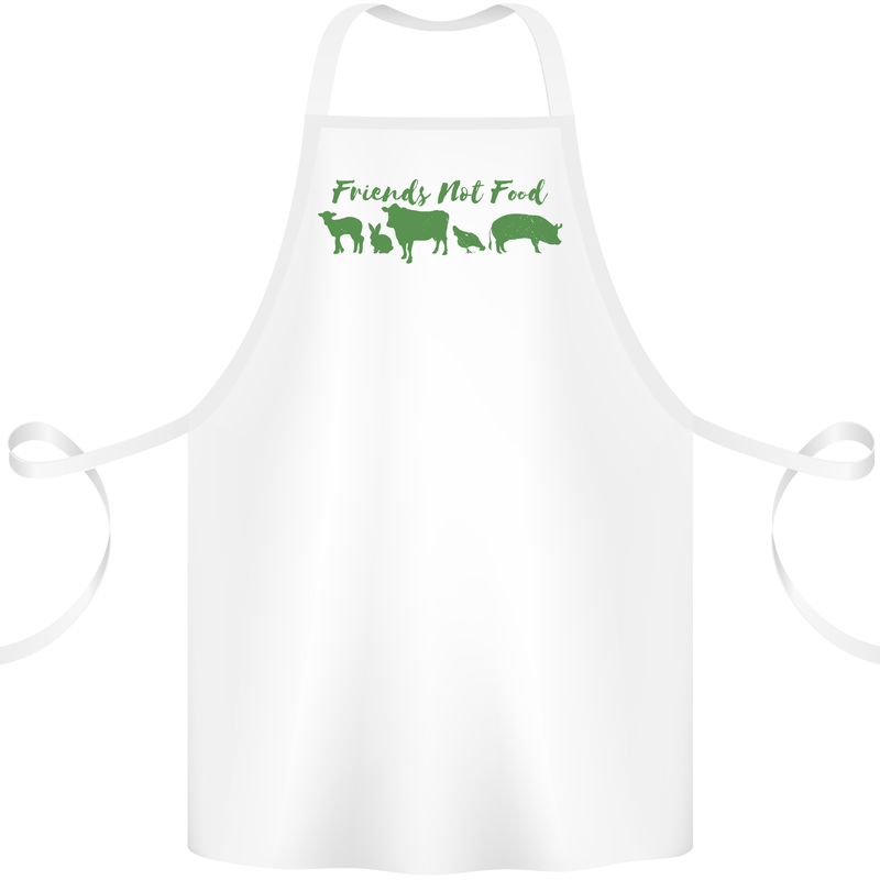 Animals Are Friends Not Food Vegan Cotton Apron 100% Organic White