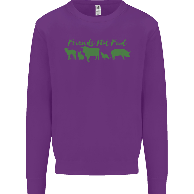 Animals Are Friends Not Food Vegan Kids Sweatshirt Jumper Purple