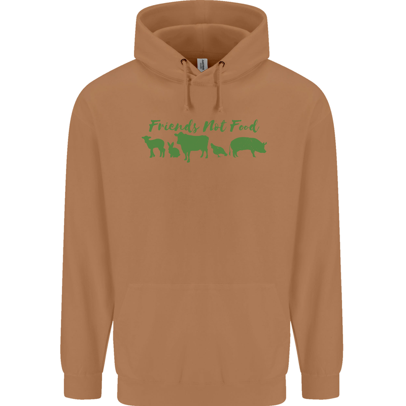 Animals Are Friends Not Food Vegan Mens 80% Cotton Hoodie Caramel Latte