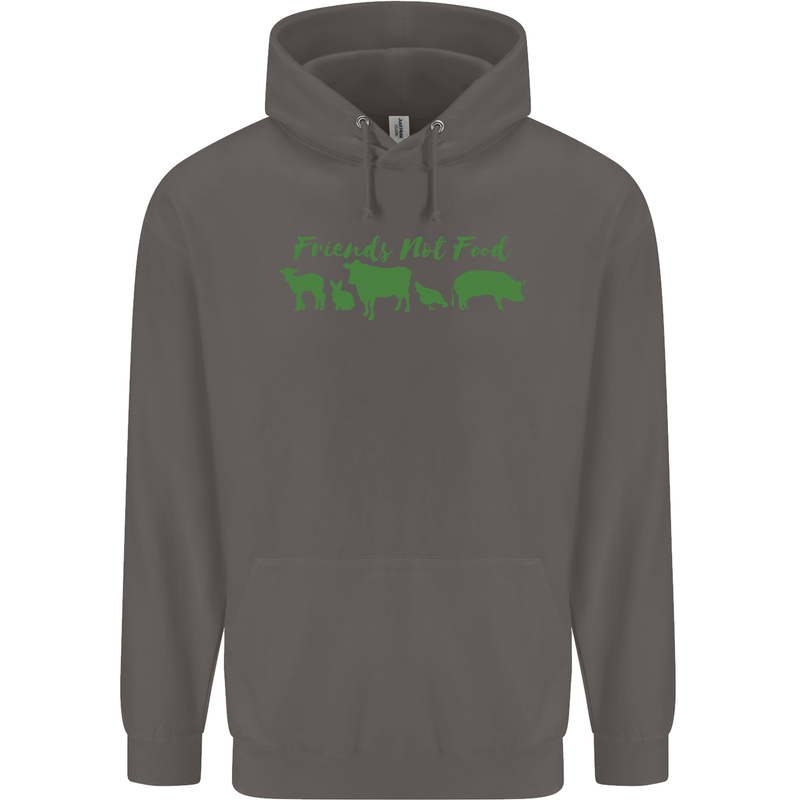 Animals Are Friends Not Food Vegan Mens 80% Cotton Hoodie Charcoal