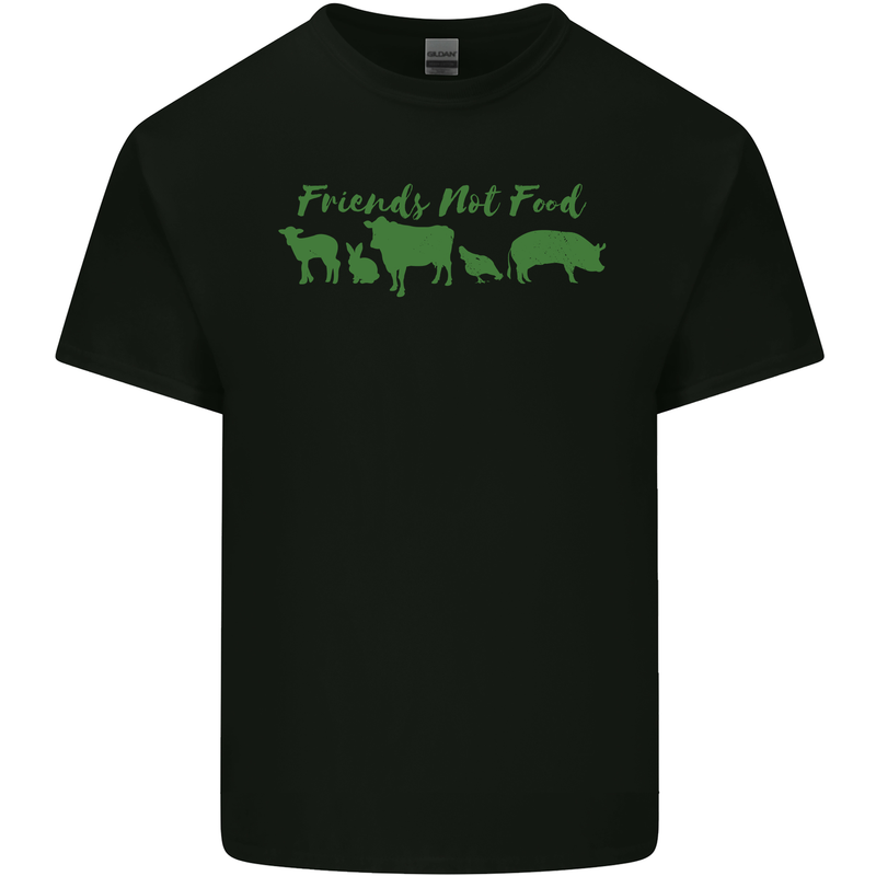 Animals Are Friends Not Food Vegan Mens Cotton T-Shirt Tee Top Black