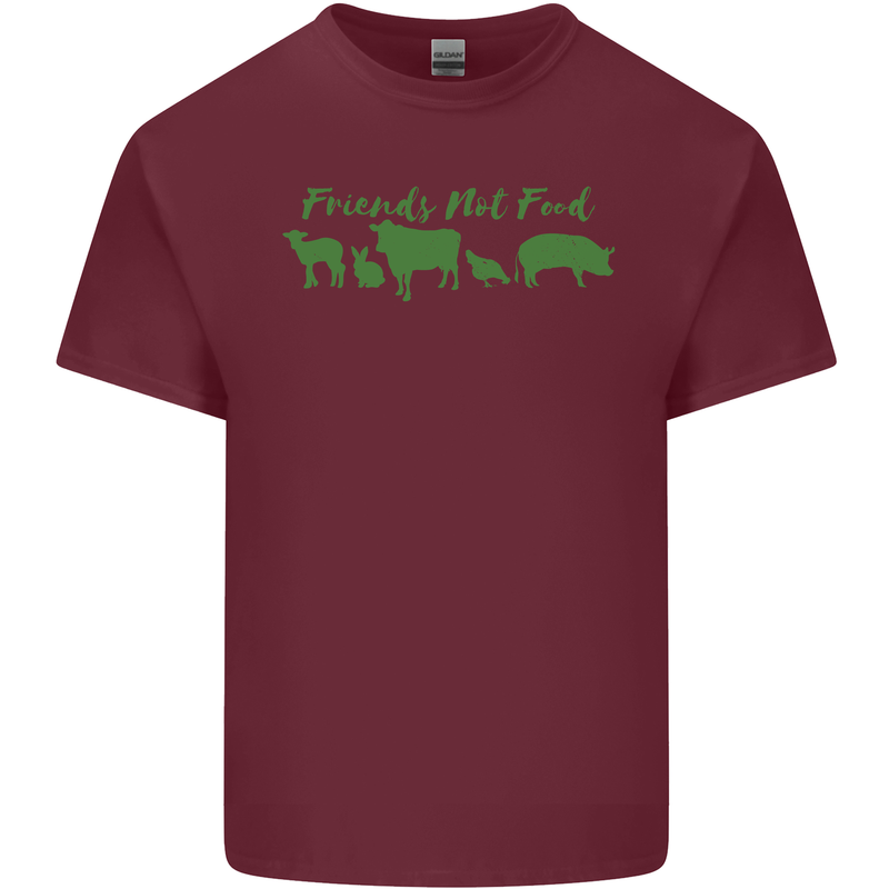 Animals Are Friends Not Food Vegan Mens Cotton T-Shirt Tee Top Maroon