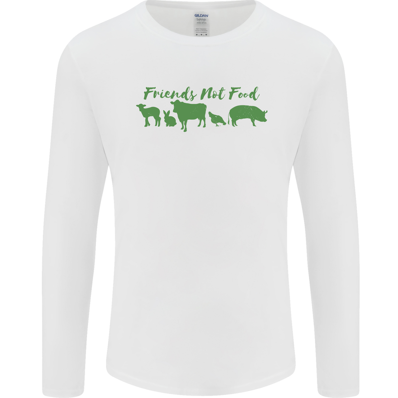 Animals Are Friends Not Food Vegan Mens Long Sleeve T-Shirt White