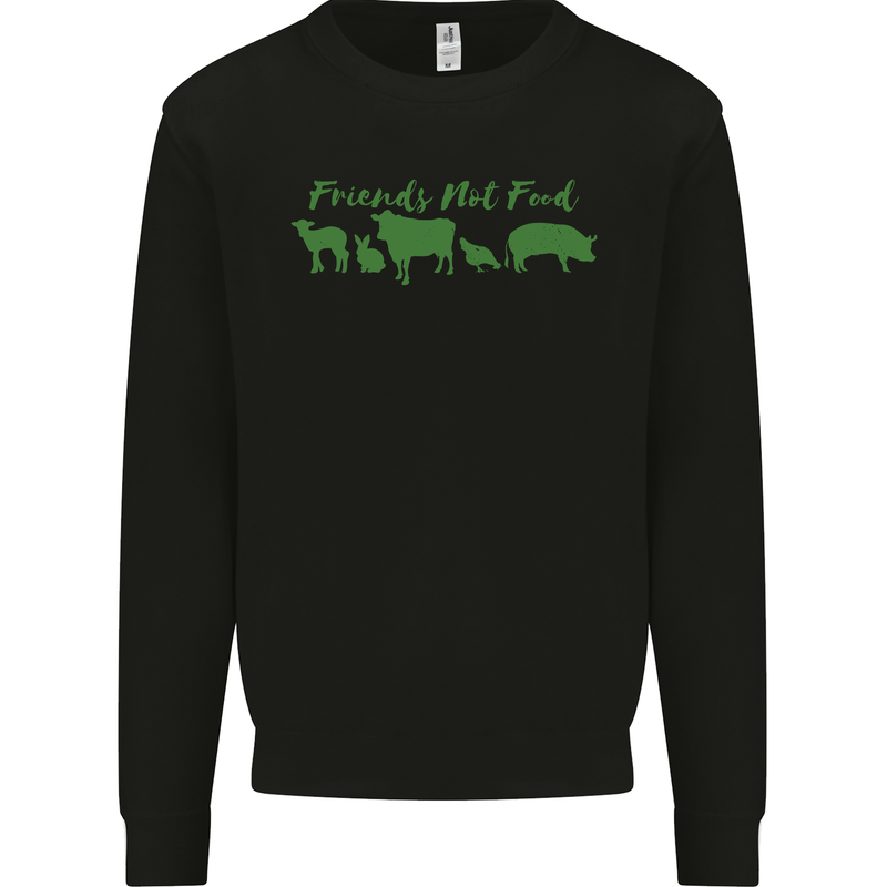 Animals Are Friends Not Food Vegan Mens Sweatshirt Jumper Black