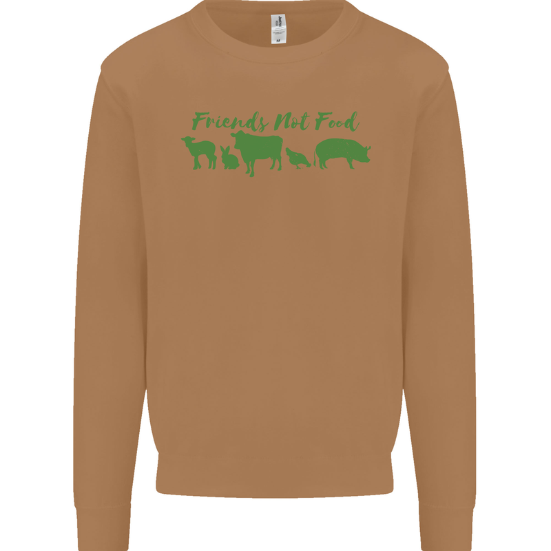 Animals Are Friends Not Food Vegan Mens Sweatshirt Jumper Caramel Latte