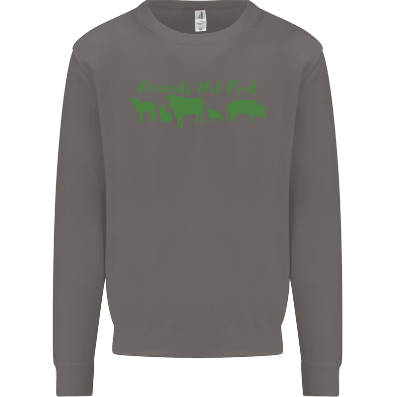 Animals Are Friends Not Food Vegan Mens Sweatshirt Jumper Charcoal
