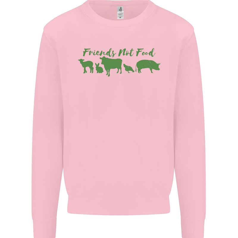 Animals Are Friends Not Food Vegan Mens Sweatshirt Jumper Light Pink