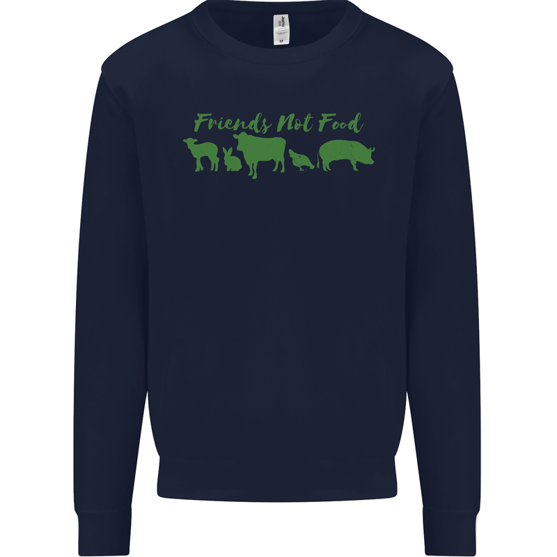 Animals Are Friends Not Food Vegan Mens Sweatshirt Jumper Navy Blue