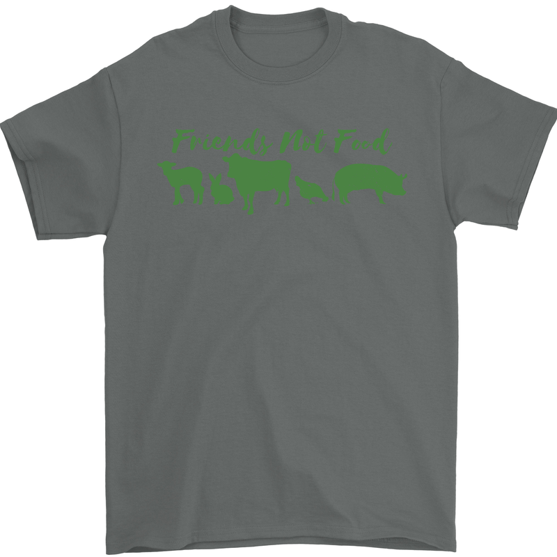 Animals Are Friends Not Food Vegan Mens T-Shirt 100% Cotton Charcoal