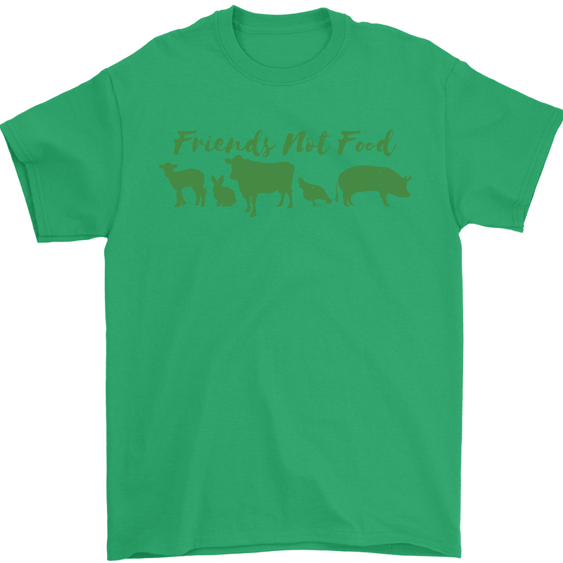 Animals Are Friends Not Food Vegan Mens T-Shirt 100% Cotton Irish Green