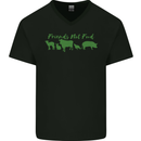 Animals Are Friends Not Food Vegan Mens V-Neck Cotton T-Shirt Black