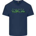 Animals Are Friends Not Food Vegan Mens V-Neck Cotton T-Shirt Navy Blue