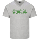 Animals Are Friends Not Food Vegan Mens V-Neck Cotton T-Shirt Sports Grey