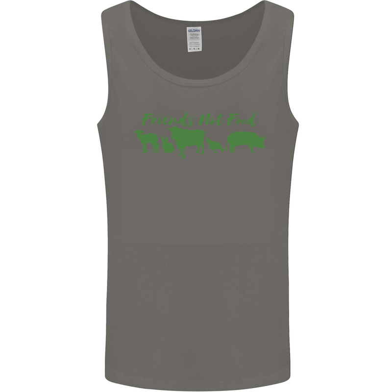 Animals Are Friends Not Food Vegan Mens Vest Tank Top Charcoal