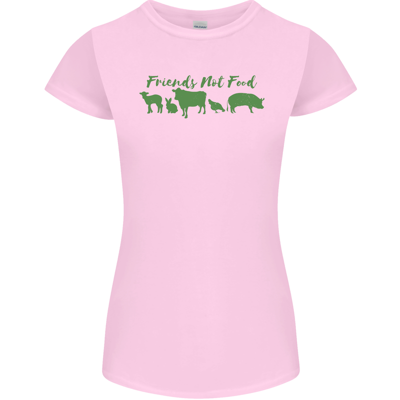 Animals Are Friends Not Food Vegan Womens Petite Cut T-Shirt Light Pink