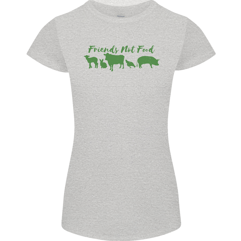 Animals Are Friends Not Food Vegan Womens Petite Cut T-Shirt Sports Grey