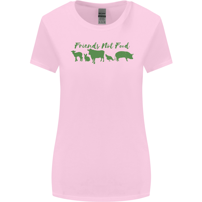 Animals Are Friends Not Food Vegan Womens Wider Cut T-Shirt Light Pink