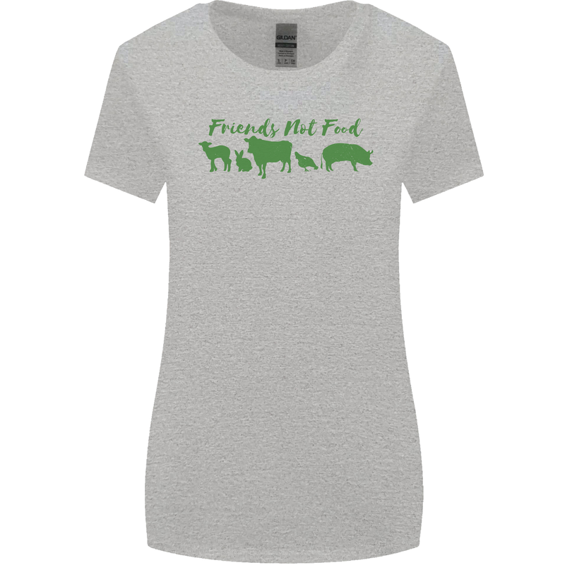 Animals Are Friends Not Food Vegan Womens Wider Cut T-Shirt Sports Grey