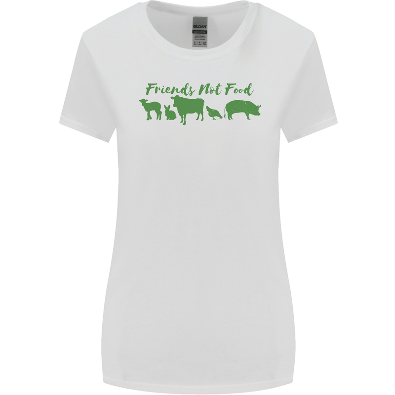 Animals Are Friends Not Food Vegan Womens Wider Cut T-Shirt White