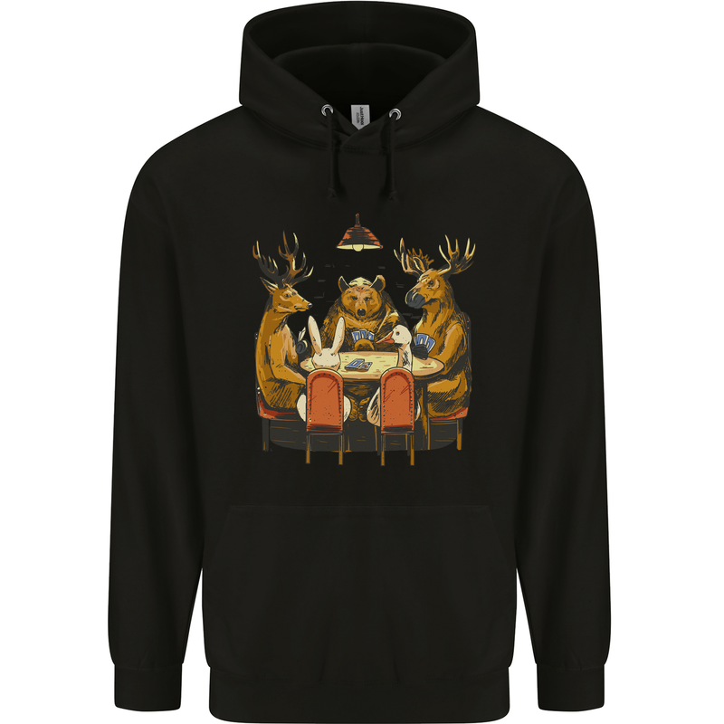 Animals Funny Wildlife Poker Game Cards Childrens Kids Hoodie Black
