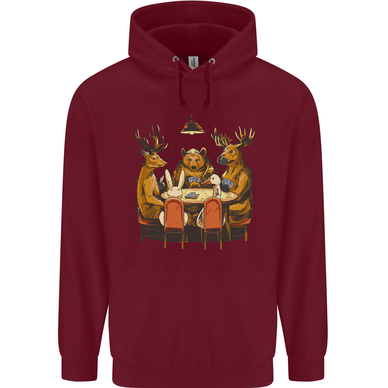 Animals Funny Wildlife Poker Game Cards Childrens Kids Hoodie Maroon