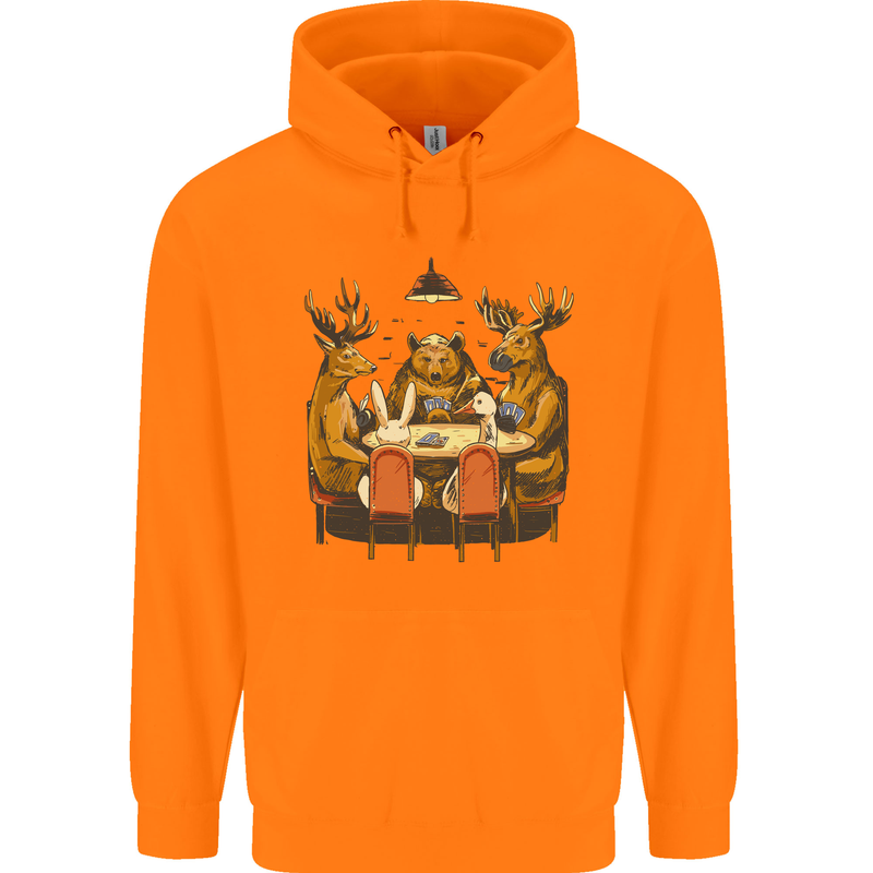 Animals Funny Wildlife Poker Game Cards Childrens Kids Hoodie Orange