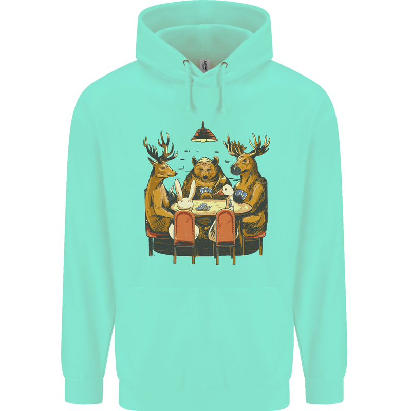Animals Funny Wildlife Poker Game Cards Childrens Kids Hoodie Peppermint