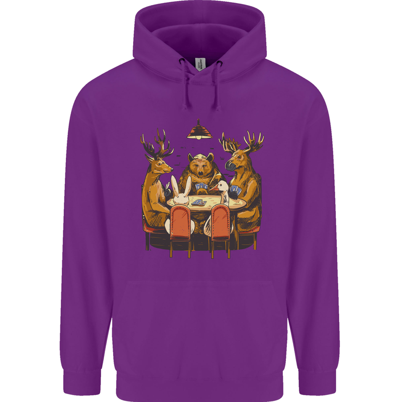 Animals Funny Wildlife Poker Game Cards Childrens Kids Hoodie Purple