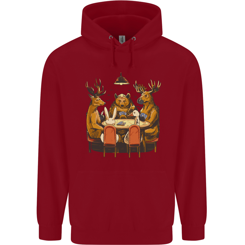 Animals Funny Wildlife Poker Game Cards Childrens Kids Hoodie Red