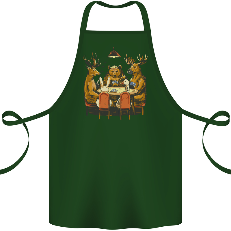 Animals Funny Wildlife Poker Game Cards Cotton Apron 100% Organic Forest Green