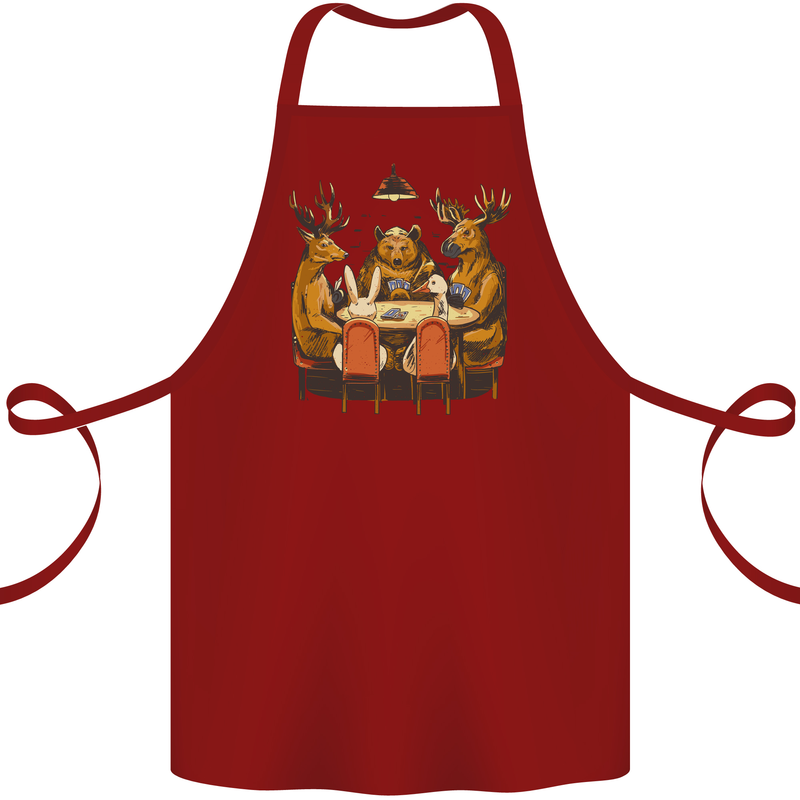 Animals Funny Wildlife Poker Game Cards Cotton Apron 100% Organic Maroon