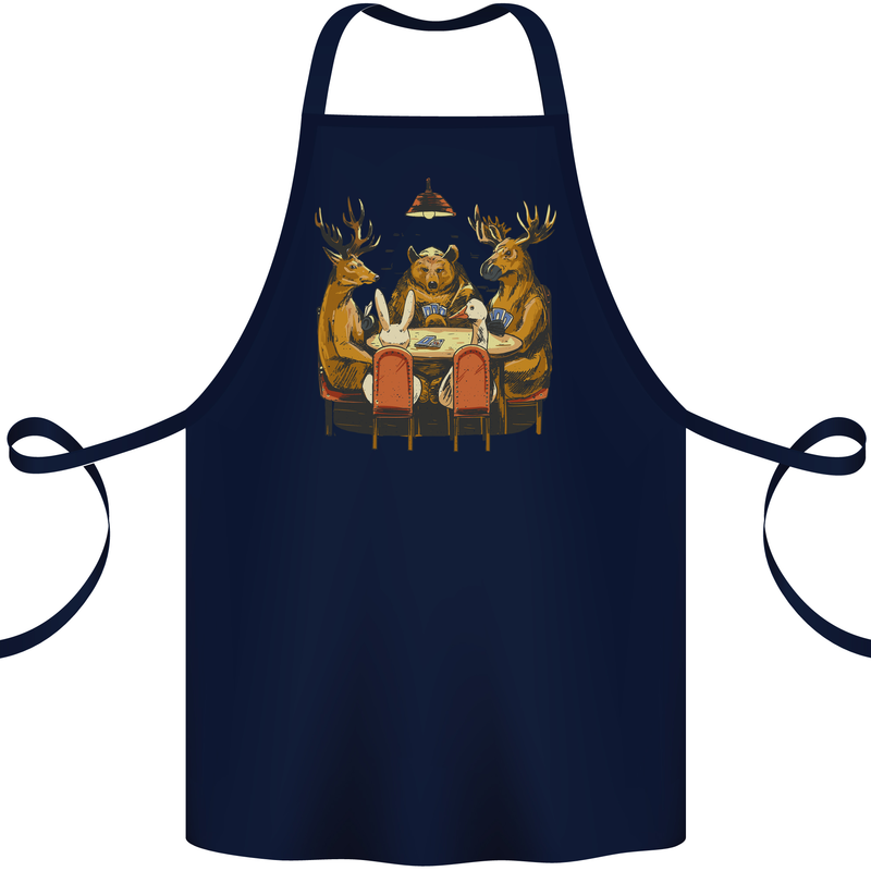 Animals Funny Wildlife Poker Game Cards Cotton Apron 100% Organic Navy Blue
